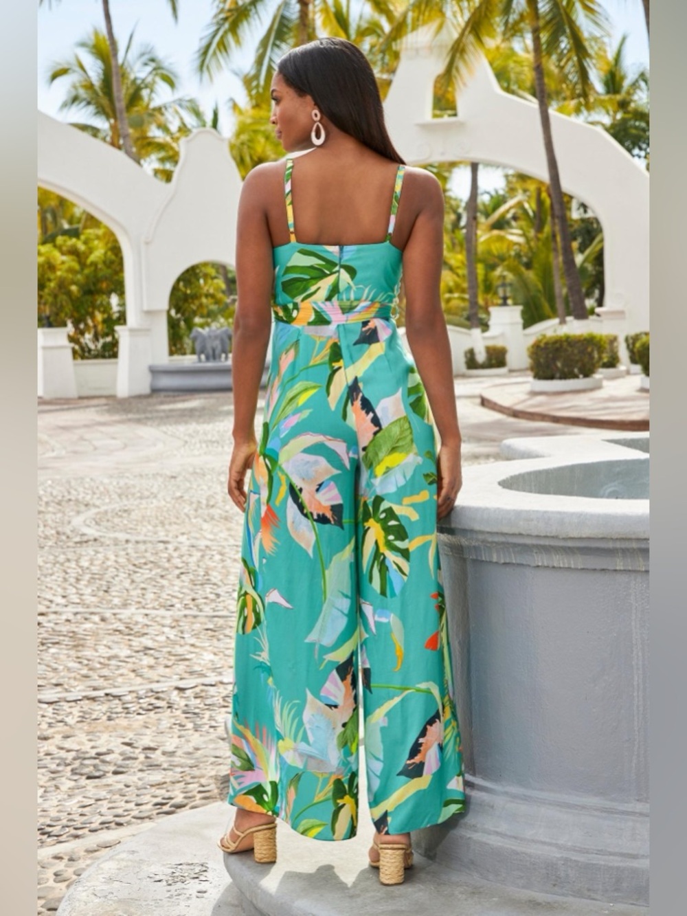 New BOSTON PROPER
Tropical Forest Slit Jumpsuit Size 10 - Picture 2 of 14